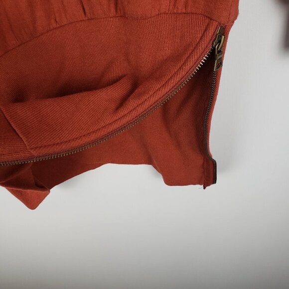 Young Fabulous & Broke Sweatshirt Dress Rust Faux Layered Zip Hem Size Small - Picture 6 of 9